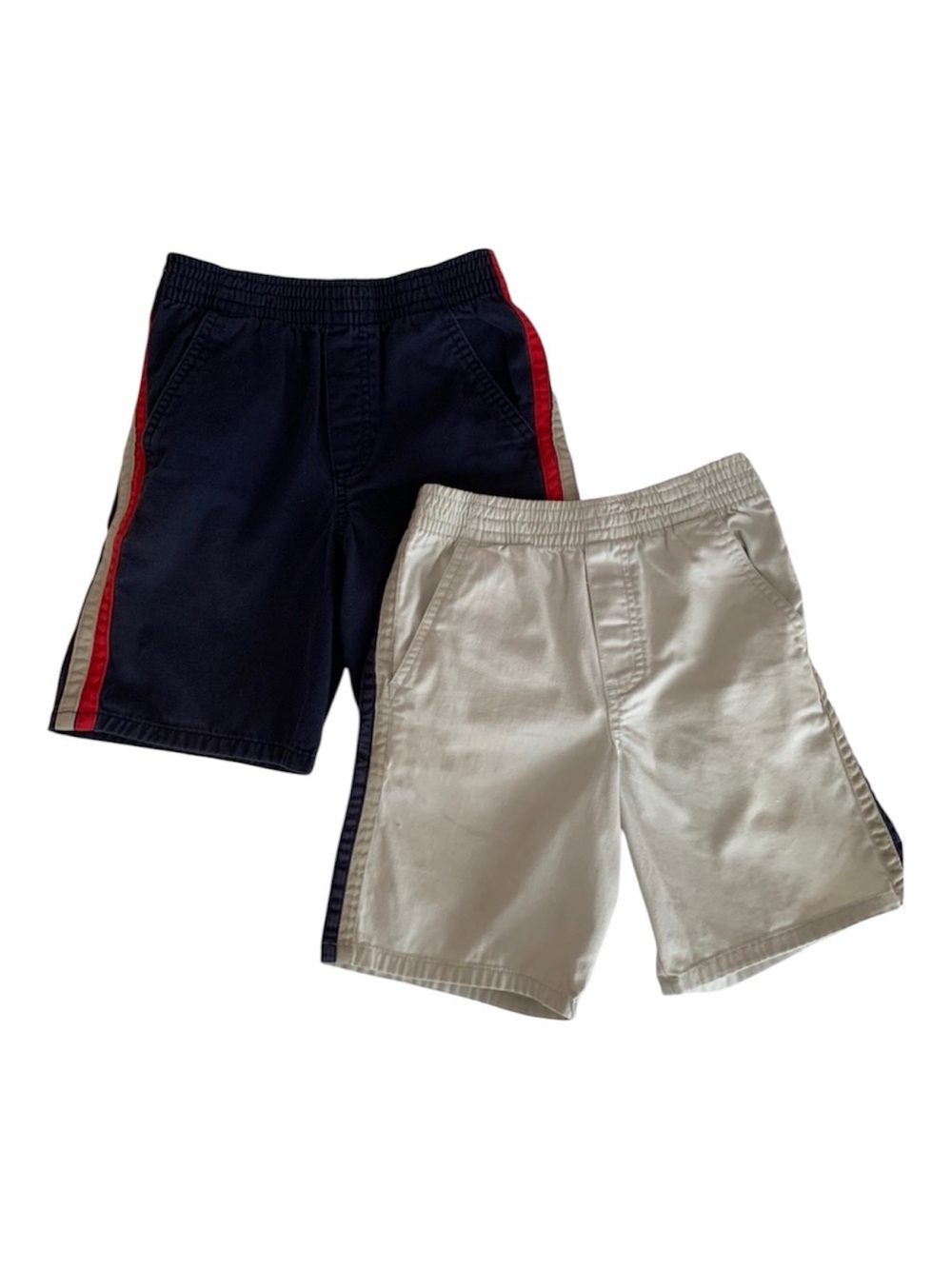 Garanimals Boys Size 6 Shorts Lot 2 PC Navy Blue Red Stripe Tan Twill Pockets